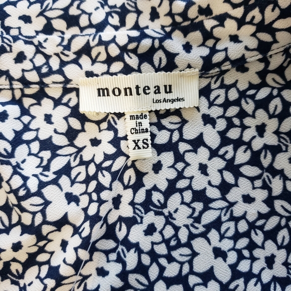 NWOT- Monteau Floral Shirt Dress with 3/4 Sleeve - Picture 8 of 9